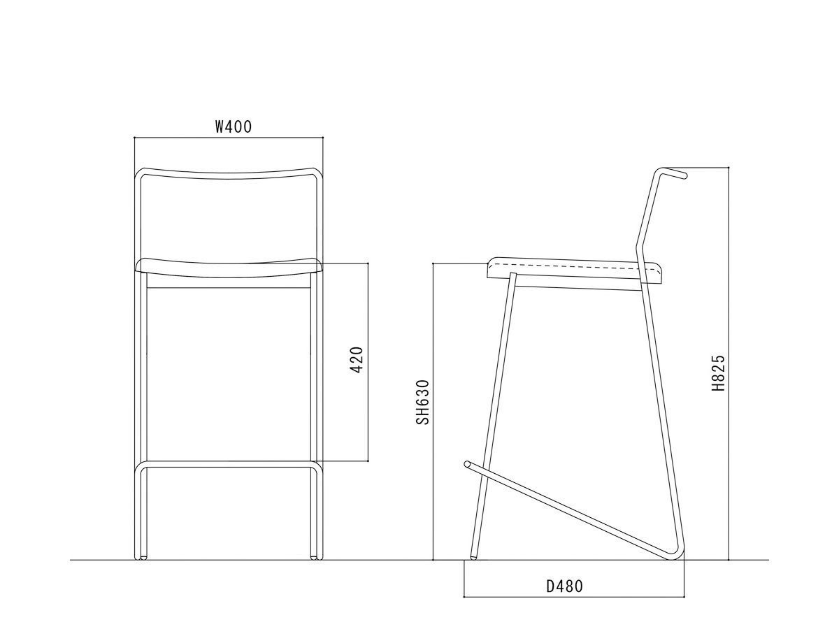 【杉山製作所/Sugiyama Seisakusho / GOODS】のfelice counter chair / フェリーチェ カウンターチェア インテリア・キッズ・メンズ・レディースファッション・服の通販 founy(ファニー) 　送料無料　Free Shipping　ホーム・キャンプ・アウトドア・お取り寄せ　Home,Garden,Outdoor,Camping Gear　家具・インテリア　Furniture　チェア・椅子　Chair　カウンターチェア・ハイスツール　Counter Chair/High Stool　「座面高63cm」寸法図|ID: prp329100000003437 ipo3291000000029193119