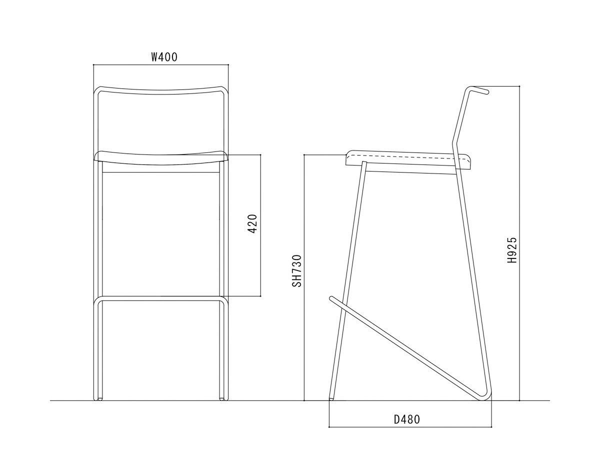 【杉山製作所/Sugiyama Seisakusho / GOODS】のfelice counter chair / フェリーチェ カウンターチェア インテリア・キッズ・メンズ・レディースファッション・服の通販 founy(ファニー) 　送料無料　Free Shipping　ホーム・キャンプ・アウトドア・お取り寄せ　Home,Garden,Outdoor,Camping Gear　家具・インテリア　Furniture　チェア・椅子　Chair　カウンターチェア・ハイスツール　Counter Chair/High Stool　「座面高73cm」寸法図|ID: prp329100000003437 ipo3291000000029193120