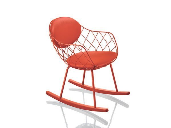 【マジス/MAGIS / GOODS】のPINA Rocking chair / ピーニャ ロッキングチェア ファブリック × 塗装脚 インテリア・キッズ・メンズ・レディースファッション・服の通販 founy(ファニー) 　送料無料　Free Shipping　ウッド　Wood　ファブリック　Fabric　フレーム　Flame　ワイヤー　Wire　ホーム・キャンプ・アウトドア・お取り寄せ　Home,Garden,Outdoor,Camping Gear　家具・インテリア　Furniture　チェア・椅子　Chair　ロッキングチェア　Rocking Chair　コーラルレッド|ID: prp329100000003491 ipo3291000000030212893