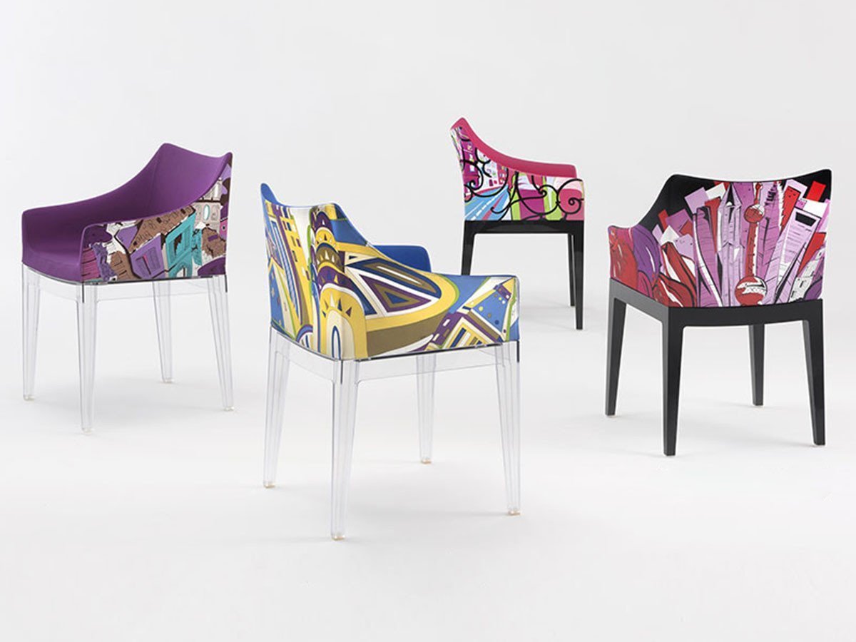 【カルテル/Kartell / GOODS】のMADAME WORLD OF EMILIO PUCCI / マダム ワールド オブ エミリオプッチ(ローマ × クリスタル脚) インテリア・キッズ・メンズ・レディースファッション・服の通販 founy(ファニー) 　送料無料　Free Shipping　クリスタル　Crystal　コレクション　Collection　スカーフ　Scarf　ニューヨーク　New York　プリント　Print　ホーム・キャンプ・アウトドア・お取り寄せ　Home,Garden,Outdoor,Camping Gear　家具・インテリア　Furniture　チェア・椅子　Chair　ダイニングチェア　Dining Chair　(左から)ローマ、ニューヨーク、パリ、上海|ID: prp329100000003570 ipo3291000000030224444