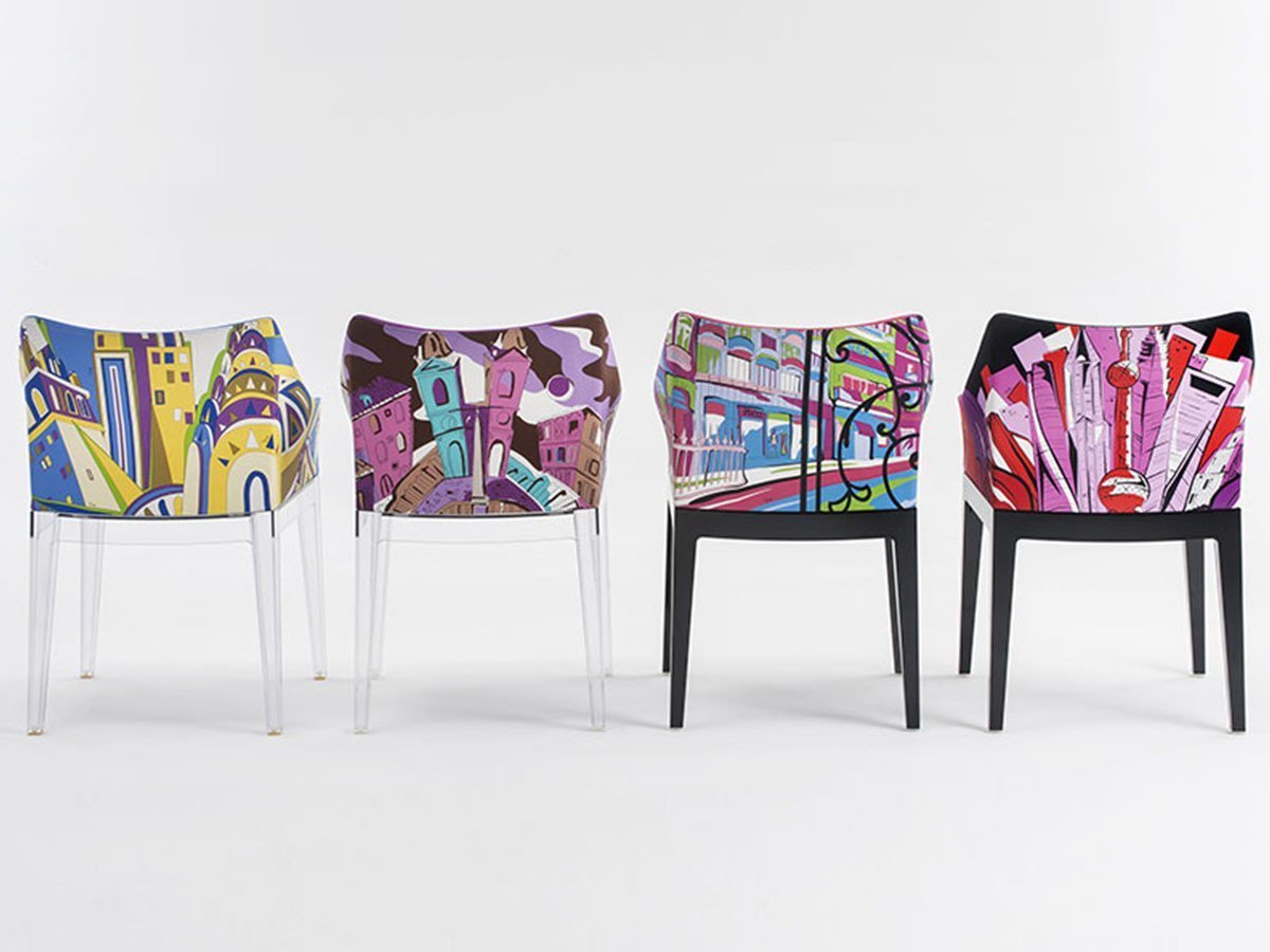 【カルテル/Kartell / GOODS】のMADAME WORLD OF EMILIO PUCCI / マダム ワールド オブ エミリオプッチ(ローマ × クリスタル脚) インテリア・キッズ・メンズ・レディースファッション・服の通販 founy(ファニー) 　送料無料　Free Shipping　クリスタル　Crystal　コレクション　Collection　スカーフ　Scarf　ニューヨーク　New York　プリント　Print　ホーム・キャンプ・アウトドア・お取り寄せ　Home,Garden,Outdoor,Camping Gear　家具・インテリア　Furniture　チェア・椅子　Chair　ダイニングチェア　Dining Chair　(左から)ニューヨーク、ローマ、パリ、上海|ID: prp329100000003570 ipo3291000000030224451