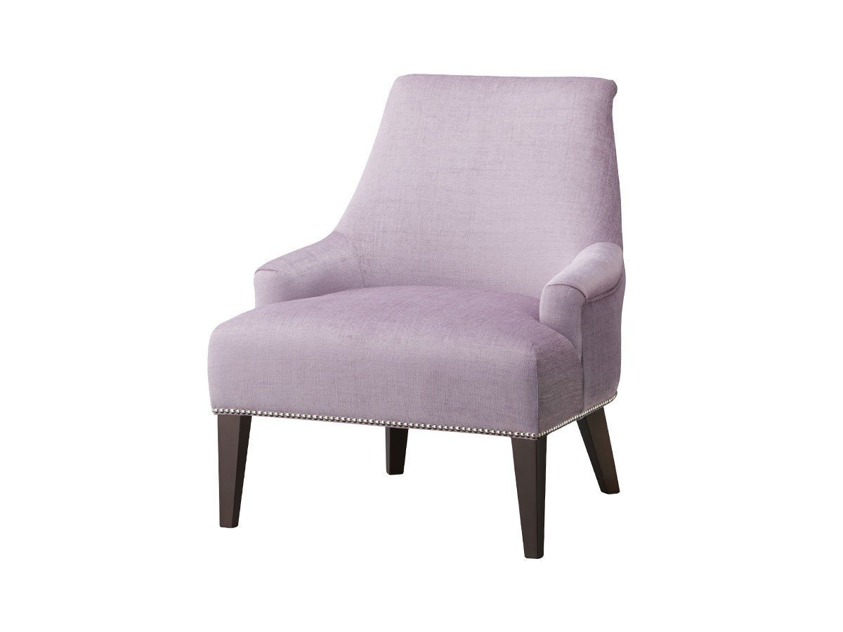 【フライミー ブラン/FLYMEe Blanc / GOODS】のLOUNGE CHAIR / ラウンジチェア 鋲仕上げ n5932 インテリア・キッズ・メンズ・レディースファッション・服の通販 founy(ファニー) 　エレガント 上品　Elegant　クラシカル　Classical, Vintage-Inspired　シンプル　Simple, Minimal　スマート　Smart, Elegant　モダン　Modern, Contemporary　ホーム・キャンプ・アウトドア・お取り寄せ　Home Living / Home & Lifestyle / Camping Gear / Outdoor Camping　家具・インテリア　Home Furniture & Interior. Stylish & Functional Living Spaces　チェア・椅子　Seating & Chairs　ラウンジチェア・リクライナー　Lounge Chairs / Recliners　張地:フィル ラベンダー(Cランク)、鋲:ニッケル、脚部ダークブラウン|ID: prp329100000004126 ipo3291000000036305303