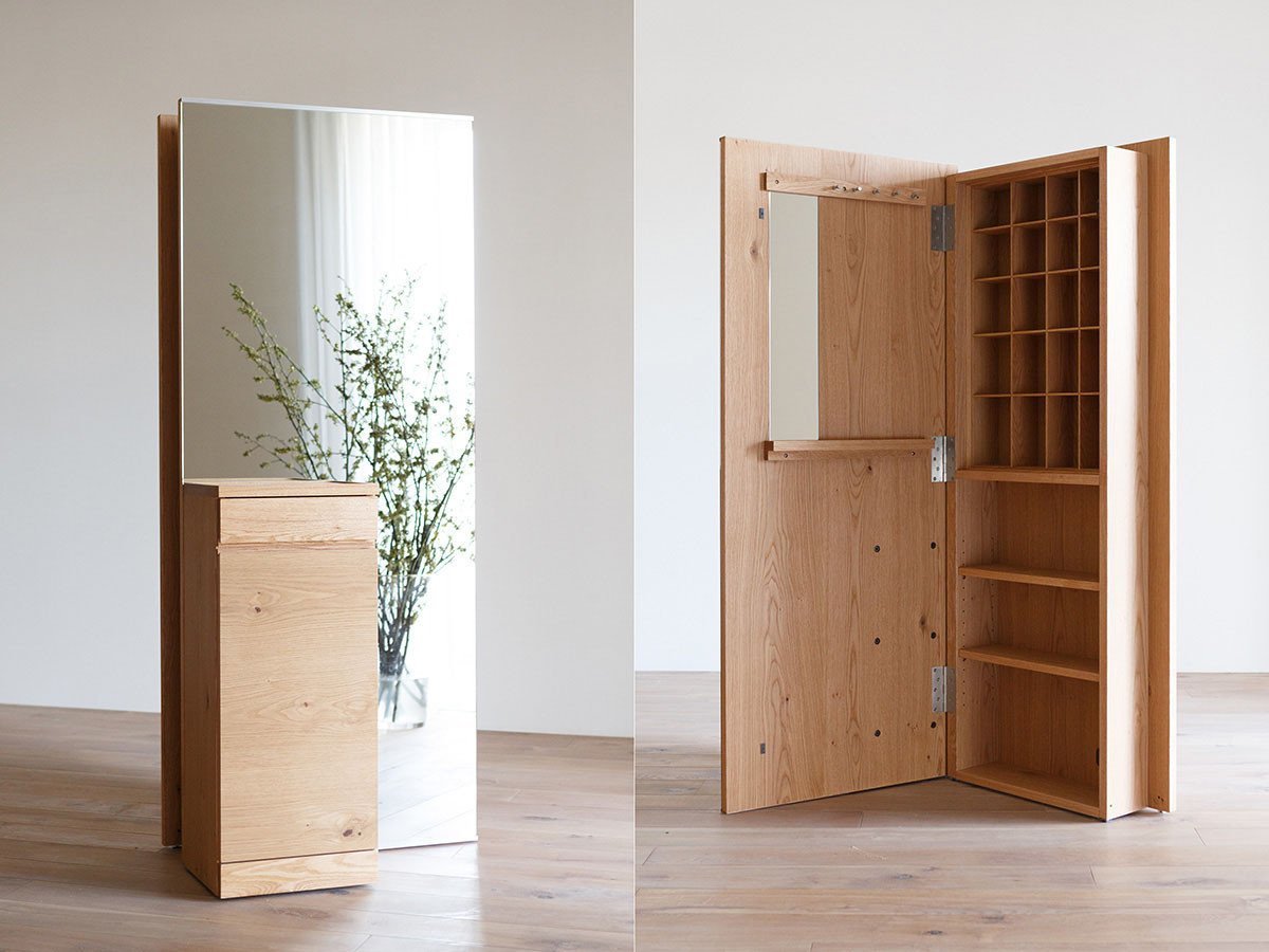 【ヒラシマ/HIRASHIMA / GOODS】のCARAMELLA Storage Mirror 070 / カラメッラ ストレージミラー 070 インテリア・キッズ・メンズ・レディースファッション・服の通販 founy(ファニー) 　アクセサリー　Accessories　コンパクト　Compact　スタンド　Stand　ネックレス　Necklace　ボックス　Box　ホーム・キャンプ・アウトドア・お取り寄せ　Home,Garden,Outdoor,Camping Gear　家具・インテリア　Furniture　収納家具・キャビネット　Storage Furniture　ホーム・キャンプ・アウトドア・お取り寄せ　Home,Garden,Outdoor,Camping Gear　家具・インテリア　Furniture　ミラー・ドレッサー　Mirror　ミラー・鏡　Mirror　ホーム・キャンプ・アウトドア・お取り寄せ　Home,Garden,Outdoor,Camping Gear　家具・インテリア　Furniture　ミラー・ドレッサー　Mirror　ドレッサー　Dresser　全身を映し出すほどの大幅なミラーは、収納スペースの扉になっています。|ID: prp329100000004310 ipo3291000000030218427