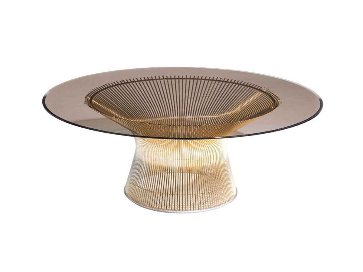 【ノル/Knoll / GOODS】のPlatner Collection Coffee Table / プラットナーコレクション コーヒーテーブル インテリア・キッズ・メンズ・レディースファッション・服の通販 founy(ファニー) 　エレガント 上品　Elegant　ガラス　Glass　コレクション　Collection　シンプル　Simple　テーブル　Table　フレーム　Flame　モダン　Modern　ワイヤー　Wire　ホーム・キャンプ・アウトドア・お取り寄せ　Home,Garden,Outdoor,Camping Gear　家具・インテリア　Furniture　テーブル　Table　ローテーブル・センターテーブル　Low Table/Center Table　天板:ブロンズガラス、脚部:ゴールドプレート|ID: prp329100000004430 ipo3291000000007898202