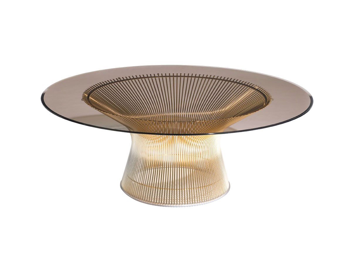 【ノル/Knoll / GOODS】のPlatner Collection Coffee Table / プラットナーコレクション コーヒーテーブル インテリア・キッズ・メンズ・レディースファッション・服の通販 founy(ファニー) 　エレガント 上品　Elegant　ガラス　Glass, Glassware　コレクション　Collection, Seasonal Line　シンプル　Simple, Minimal　テーブル　Table, Dining Table　フレーム　Frame, Outline　モダン　Modern, Contemporary　ワイヤー　Wire, Wired Bra　ホーム・キャンプ・アウトドア・お取り寄せ　Home Living / Home & Lifestyle / Camping Gear / Outdoor Camping　家具・インテリア　Home Furniture & Interior. Stylish & Functional Living Spaces　テーブル　Dining, Coffee & Side Tables　ローテーブル・センターテーブル　Coffee & Center Tables　天板:ブロンズガラス、脚部:ゴールドプレート|ID: prp329100000004430 ipo3291000000036860446