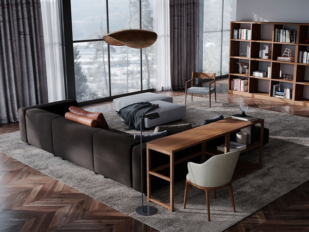 【マスターウォール/MASTERWAL / GOODS】のCOMPOSIT SYSTEM SOFA / コンポジット システムソファ ワンアーム100 インテリア・キッズ・メンズ・レディースファッション・服の通販 founy(ファニー) 　クッション　Cushion　フラット　Flat　リラックス　Relax　ホーム・キャンプ・アウトドア・お取り寄せ　Home,Garden,Outdoor,Camping Gear　家具・インテリア　Furniture　ソファー　Sofa　組合せ例:ワンアーム100 / 左アーム、アームレス100 × 2、ワンアーム100 / 右アーム、|ID: prp329100000004681 ipo3291000000030180664