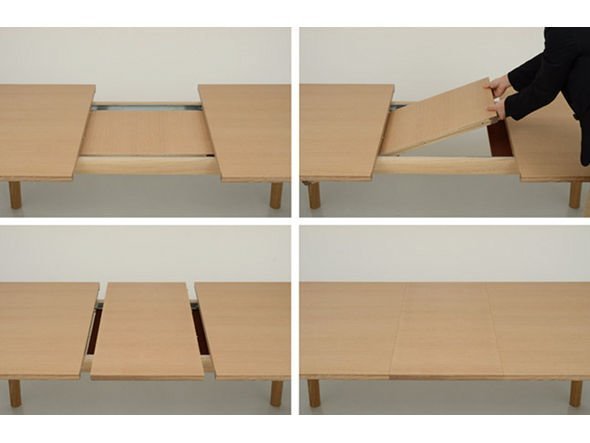 【ヒロシマ/HIROSHIMA / GOODS】のExtension Dining Table / 伸長式ダイニングテーブル(ビーチ) インテリア・キッズ・メンズ・レディースファッション・服の通販 founy(ファニー) 　シンプル　Simple　テーブル　Table　ビーチ　Beach　フォルム　Form　ホーム・キャンプ・アウトドア・お取り寄せ　Home,Garden,Outdoor,Camping Gear　家具・インテリア　Home Furniture & Interior. Stylish & Functional Living Spaces　テーブル　Table　ダイニングテーブル　Dining Table　天板を両サイドに引くと内部にサブ天板が収納されていますので、そのサブ天板を設置することで伸長すること|ID: prp329100000004897 ipo3291000000032365011