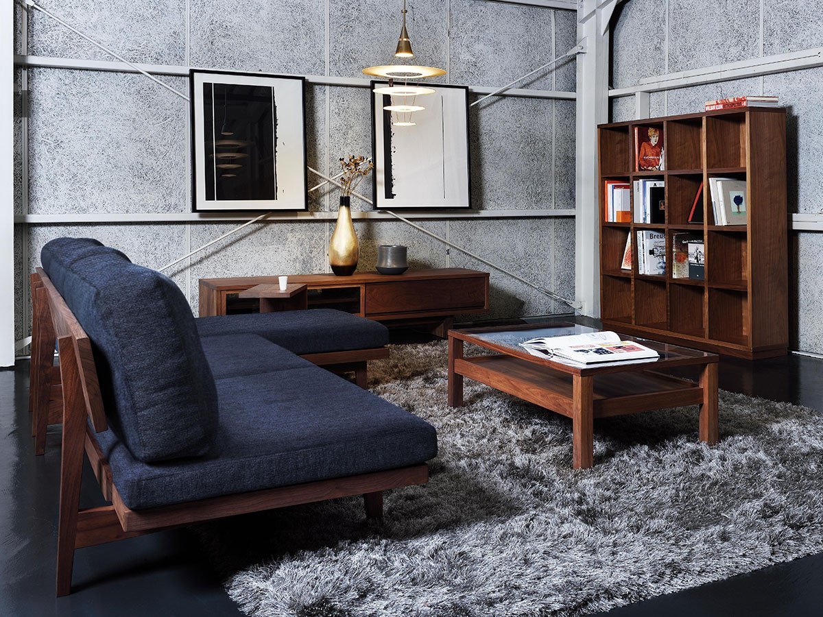 【マスターウォール/MASTERWAL / GOODS】のPORO SOFA / ポロ ソファ アームレスカウチ インテリア・キッズ・メンズ・レディースファッション・服の通販 founy(ファニー) 　クッション　Cushion　スタイリッシュ　Stylish　スマート　Smart　ファブリック　Fabric　フォルム　Form　フレーム　Flame　ホーム・キャンプ・アウトドア・お取り寄せ　Home,Garden,Outdoor,Camping Gear　家具・インテリア　Furniture　ソファー　Sofa　張地:マトリックス 47 ネイビー / ファブリック4、ウッド:ウォールナット、幅:90cm|ID: prp329100000005420 ipo3291000000030180311