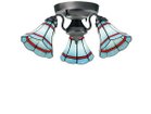 【フライミー ファクトリー/FLYMEe Factory / GOODS】のCUSTOM SERIES 3 Ceiling Lamp × Stained Glass Maribu / カスタムシリーズ 3灯シーリングランプ × ステンドグラス(マリブ) 器具本体:ビンテージメタル、シェード:ブルー|ID:prp329100000005599