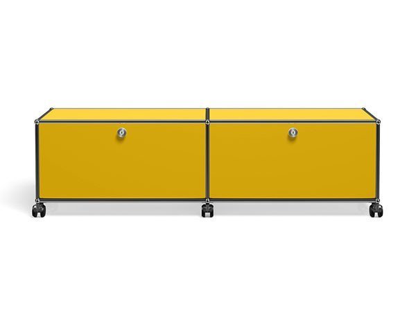 【ユーエスエム/USM / GOODS】のUSM Haller TV Board / USMハラー テレビボード W / D / H:1523 / 373 / 430mm ドロップダウンドア × 2、キャスター付き インテリア・キッズ・メンズ・レディースファッション・服の通販 founy(ファニー) 　コレクション　Collection　シンプル　Simple　スタイリッシュ　Stylish　ニューヨーク　New York　ボックス　Box　おすすめ　Recommend　ホーム・キャンプ・アウトドア・お取り寄せ　Home,Garden,Outdoor,Camping Gear　家具・インテリア　Furniture　テレビボード・テレビ台　TV Stand　テレビボード　Tv Board　ゴールデンイエロー(海外取り寄せ)|ID: prp329100000005720 ipo3291000000028129004