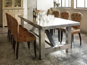 【ハロ/HALO / GOODS】のBOSTON DINING TABLE / ボストン ダイニングテーブル 大人の最旬トレンドファッション＆コーディネート founy(ファウニー) シルバー Silver, Metallic Silver テーブル Table, Dining Table ボストン Boston メタリック Metallic, Shiny Finish ヴィンテージ Vintage Style ホーム・キャンプ・アウトドア・お取り寄せ Home Living / Home & Lifestyle / Camping Gear / Outdoor Camping 家具・インテリア Home Furniture & Interior. Stylish & Functional Living Spaces テーブル Dining, Coffee & Side Tables ダイニングテーブル・食卓テーブル Dining Tables |ID:prp329100000006294
