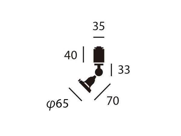 【フライミー ファクトリー/FLYMEe Factory / GOODS】のCUSTOM SERIES Spotlight × Railroad Mini / カスタムシリーズ スポットライト × レイルロードミニ インテリア・キッズ・メンズ・レディースファッション・服の通販 founy(ファニー) 　送料無料　Free Shipping　スタイリッシュ　Stylish, Fashionable　ホーム・キャンプ・アウトドア・お取り寄せ　Home Living / Home & Lifestyle / Camping Gear / Outdoor Camping　家具・インテリア　Home Furniture & Interior. Stylish & Functional Living Spaces　ライト・照明　Lamps & Lighting Fixtures　器具本体「Sサイズ(口金E17)」寸法図|ID: prp329100000006455 ipo3291000000035662716