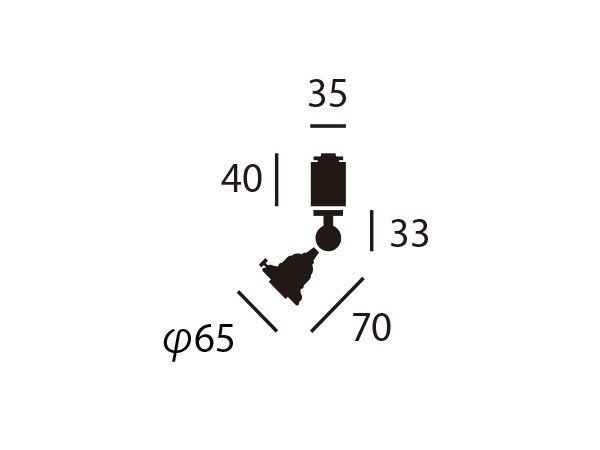 【フライミー ファクトリー/FLYMEe Factory / GOODS】のCUSTOM SERIES Spotlight × Railroad Mini / カスタムシリーズ スポットライト × レイルロードミニ インテリア・キッズ・メンズ・レディースファッション・服の通販 founy(ファニー) 　送料無料　Free Shipping　スタイリッシュ　Stylish, Fashionable　ホーム・キャンプ・アウトドア・お取り寄せ　Home Living / Home & Lifestyle / Camping Gear / Outdoor Camping　家具・インテリア　Home Furniture & Interior. Stylish & Functional Living Spaces　ライト・照明　Lamps & Lighting Fixtures　器具本体「Sサイズ(口金E26)」寸法図|ID: prp329100000006455 ipo3291000000035662719