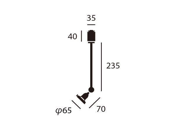 【フライミー ファクトリー/FLYMEe Factory / GOODS】のCUSTOM SERIES Spotlight × Railroad Mini / カスタムシリーズ スポットライト × レイルロードミニ インテリア・キッズ・メンズ・レディースファッション・服の通販 founy(ファニー) 　送料無料　Free Shipping　スタイリッシュ　Stylish, Fashionable　ホーム・キャンプ・アウトドア・お取り寄せ　Home Living / Home & Lifestyle / Camping Gear / Outdoor Camping　家具・インテリア　Home Furniture & Interior. Stylish & Functional Living Spaces　ライト・照明　Lamps & Lighting Fixtures　器具本体「Lサイズ(口金E17)」寸法図|ID: prp329100000006455 ipo3291000000035662722