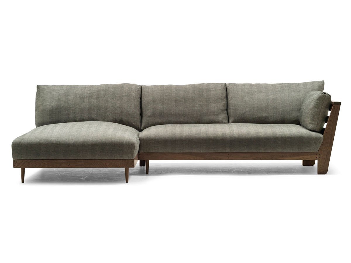 【マスターウォール/MASTERWAL / GOODS】のHEAVEN 950 SOFA / ヘヴン 950 ソファ ワンアーム 2シーター180 + アームレスカウチ100 インテリア・キッズ・メンズ・レディースファッション・服の通販 founy(ファニー) 　ウッド　Wooden Design　クッション　Cushion, Throw Pillow　フェザー　Feather, Feather Detail　フレーム　Frame, Outline　ホーム・キャンプ・アウトドア・お取り寄せ　Home Living / Home & Lifestyle / Camping Gear / Outdoor Camping　家具・インテリア　Home Furniture & Interior. Stylish & Functional Living Spaces　ソファー　Couches & Sofas　カウチソファ・シェーズロング　Chaise Lounge Sofas　張地:A783 0011ブラック&リネン(ファブリック5)、フレーム:ウォールナット、カウチ|ID: prp329100000006975 ipo3291000000036812072