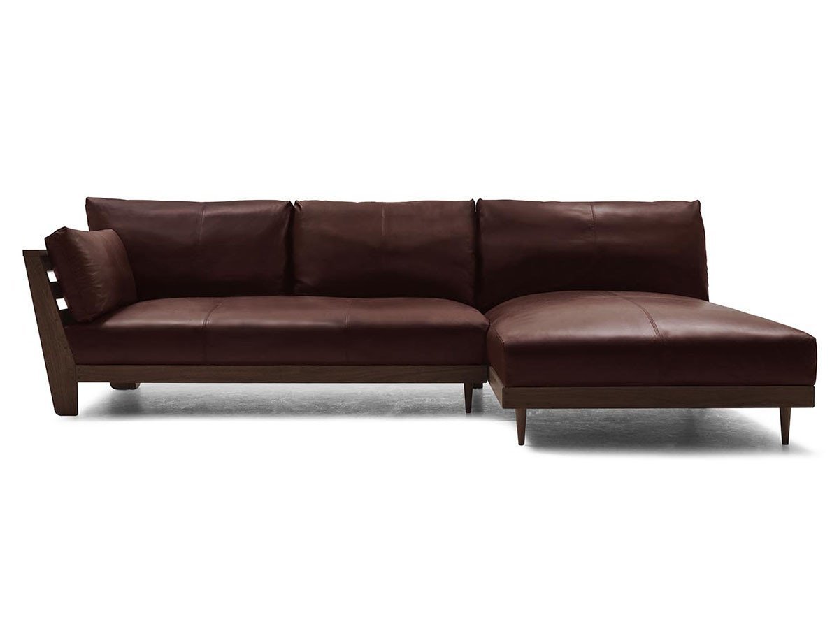 【マスターウォール/MASTERWAL / GOODS】のHEAVEN 950 SOFA / ヘヴン 950 ソファ ワンアーム 2シーター180 + アームレスカウチ100 インテリア・キッズ・メンズ・レディースファッション・服の通販 founy(ファニー) 　ウッド　Wooden Design　クッション　Cushion, Throw Pillow　フェザー　Feather, Feather Detail　フレーム　Frame, Outline　ホーム・キャンプ・アウトドア・お取り寄せ　Home Living / Home & Lifestyle / Camping Gear / Outdoor Camping　家具・インテリア　Home Furniture & Interior. Stylish & Functional Living Spaces　ソファー　Couches & Sofas　カウチソファ・シェーズロング　Chaise Lounge Sofas　張地:ガルボ ブラウンルージュ(レザー8)、フレーム:ウォールナット、カウチ位置:左カウチ|ID: prp329100000006975 ipo3291000000036812100