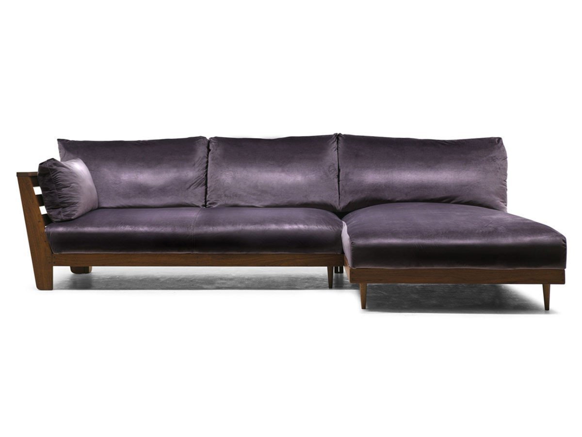 【マスターウォール/MASTERWAL / GOODS】のHEAVEN 950 SOFA / ヘヴン 950 ソファ ワンアーム 2シーター180 + アームレスカウチ100 インテリア・キッズ・メンズ・レディースファッション・服の通販 founy(ファニー) 　ウッド　Wooden Design　クッション　Cushion, Throw Pillow　フェザー　Feather, Feather Detail　フレーム　Frame, Outline　ホーム・キャンプ・アウトドア・お取り寄せ　Home Living / Home & Lifestyle / Camping Gear / Outdoor Camping　家具・インテリア　Home Furniture & Interior. Stylish & Functional Living Spaces　ソファー　Couches & Sofas　カウチソファ・シェーズロング　Chaise Lounge Sofas　張地:ルクソール グレープ(ファブリック3)、フレーム:ウォールナット、カウチ位置:左カウチ|ID: prp329100000006975 ipo3291000000036812102