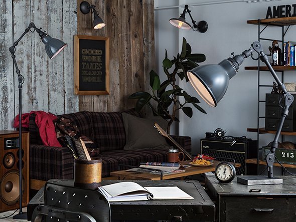 【フライミー ファクトリー/FLYMEe Factory / GOODS】のCUSTOM SERIES Engineer Side Floor Lamp × Emission Steel / カスタムシリーズ エンジニアサイドフロアランプ × スチール(エミッション) インテリア・キッズ・メンズ・レディースファッション・服の通販 founy(ファニー) 　送料無料　Free Shipping　クラシカル　Classical, Vintage-Inspired　ホーム・キャンプ・アウトドア・お取り寄せ　Home Living / Home & Lifestyle / Camping Gear / Outdoor Camping　家具・インテリア　Home Furniture & Interior. Stylish & Functional Living Spaces　ライト・照明　Lamps & Lighting Fixtures　フロアランプ・スタンドライト　Floor Lamp / Standing Lamp　左:本商品(シェード:ディープグレー)|ID: prp329100000007210 ipo3291000000036992536