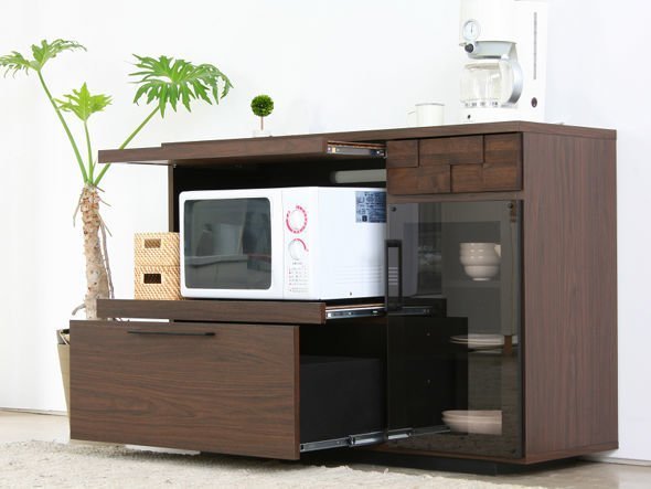 【フライミールーム/FLYMEe Room / GOODS】のKITCHEN COUNTER / キッチンカウンター 幅120cm f1145 インテリア・キッズ・メンズ・レディースファッション・服の通販 founy(ファウニー) 　コンパクト　Compact, Small Size　ホーム・キャンプ・アウトドア・お取り寄せ　Home Living / Home & Lifestyle / Camping Gear / Outdoor Camping　キッチン・ダイニング　Kitchen & Dining Essentials. Stylish & Functional Tableware　キッチン収納　Kitchen Storage　キッチン収納・食器棚・レンジ台　Kitchen Cabinet　左側はスライド式のオープン棚。必要なときだけ引き出して使えます。|ID: prp329100000007645 ipo3291000000036980341