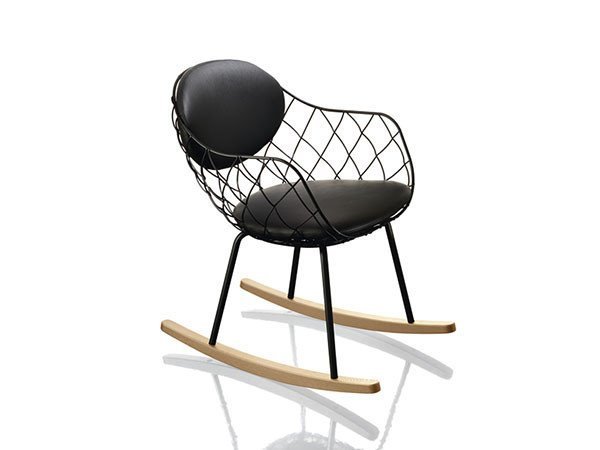 【マジス/MAGIS / GOODS】のPINA Rocking chair / ピーニャ ロッキングチェア レザー × ナチュラル脚 人気、トレンドファッション・服の通販 founy(ファニー) 　送料無料　Free Shipping　ウッド　Wood　フレーム　Flame　ワイヤー　Wire　ホーム・キャンプ・アウトドア・お取り寄せ　Home,Garden,Outdoor,Camping Gear　家具・インテリア　Furniture　チェア・椅子　Chair　ロッキングチェア　Rocking Chair　other-2|ID: prp329100000008251 ipo3291000000031545742