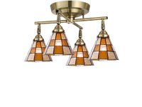 【フライミー ファクトリー/FLYMEe Factory / GOODS】のCUSTOM SERIES 4 Cross Ceiling Lamp × Stained Glass Checker / カスタムシリーズ 4灯クロスシーリングランプ × ステンドグラス(チェッカー) 人気、トレンドファッション・服の通販 founy(ファニー) 送料無料 Free Shipping イエロー Yellow オレンジ Orange ハンド Hand ホーム・キャンプ・アウトドア・お取り寄せ Home,Garden,Outdoor,Camping Gear 家具・インテリア Furniture ライト・照明 Lighting & Light Fixtures シーリングライト Ceiling Light |ID:prp329100000008275