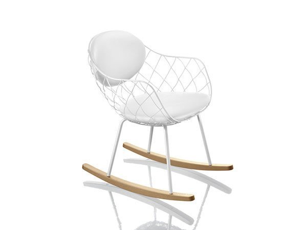 【マジス/MAGIS / GOODS】のPINA Rocking chair / ピーニャ ロッキングチェア ホワイトファブリック × ナチュラル脚 インテリア・キッズ・メンズ・レディースファッション・服の通販 founy(ファニー) 　送料無料　Free Shipping　ウッド　Wood　フレーム　Flame　ワイヤー　Wire　ホーム・キャンプ・アウトドア・お取り寄せ　Home,Garden,Outdoor,Camping Gear　家具・インテリア　Furniture　チェア・椅子　Chair　ロッキングチェア　Rocking Chair　-|ID: prp329100000008323 ipo3291000000030212904