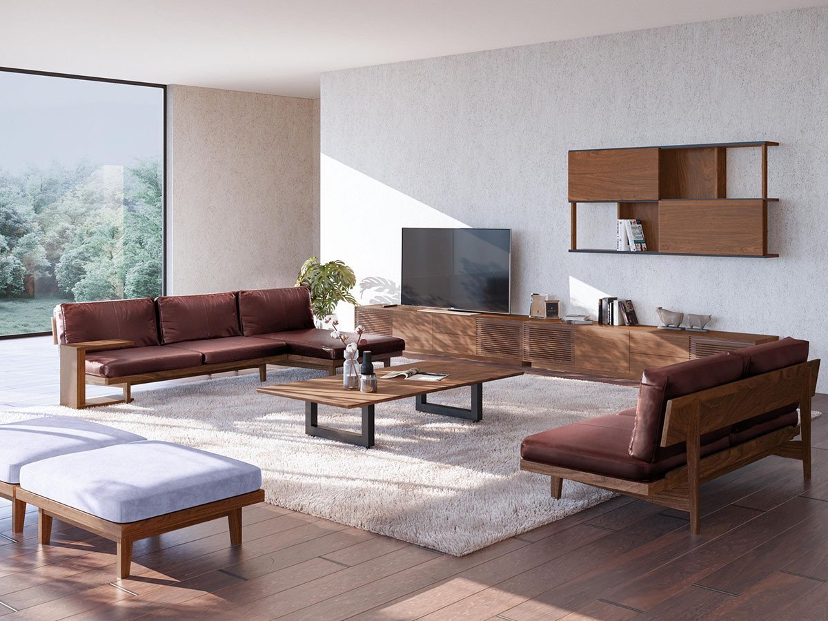 【マスターウォール/MASTERWAL / GOODS】のPORO SOFA / ポロ ソファ 3シーター180 + アームレスカウチ90 インテリア・キッズ・メンズ・レディースファッション・服の通販 founy(ファニー) 　クッション　Cushion, Throw Pillow　スタイリッシュ　Stylish, Fashionable　スマート　Smart, Elegant　ファブリック　Fabric, Textile　フォルム　Silhouette, Form　フレーム　Frame, Outline　ホーム・キャンプ・アウトドア・お取り寄せ　Home Living / Home & Lifestyle / Camping Gear / Outdoor Camping　家具・インテリア　Home Furniture & Interior. Stylish & Functional Living Spaces　ソファー　Couches & Sofas　カウチソファ・シェーズロング　Chaise Lounge Sofas　張地:ガルボ ブラウンルージュ(レザー8)、ウッド:ウォールナット|ID: prp329100000008337 ipo3291000000036854682