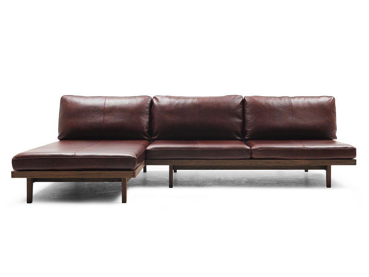 【マスターウォール/MASTERWAL / GOODS】のPORO SOFA / ポロ ソファ 3シーター180 + アームレスカウチ90 インテリア・キッズ・メンズ・レディースファッション・服の通販 founy(ファニー) 　クッション　Cushion, Throw Pillow　スタイリッシュ　Stylish, Fashionable　スマート　Smart, Elegant　ファブリック　Fabric, Textile　フォルム　Silhouette, Form　フレーム　Frame, Outline　ホーム・キャンプ・アウトドア・お取り寄せ　Home Living / Home & Lifestyle / Camping Gear / Outdoor Camping　家具・インテリア　Home Furniture & Interior. Stylish & Functional Living Spaces　ソファー　Couches & Sofas　カウチソファ・シェーズロング　Chaise Lounge Sofas　張地:ガルボ ブラウンルージュ(レザー8)、ウッド:ウォールナット|ID: prp329100000008337 ipo3291000000036854683