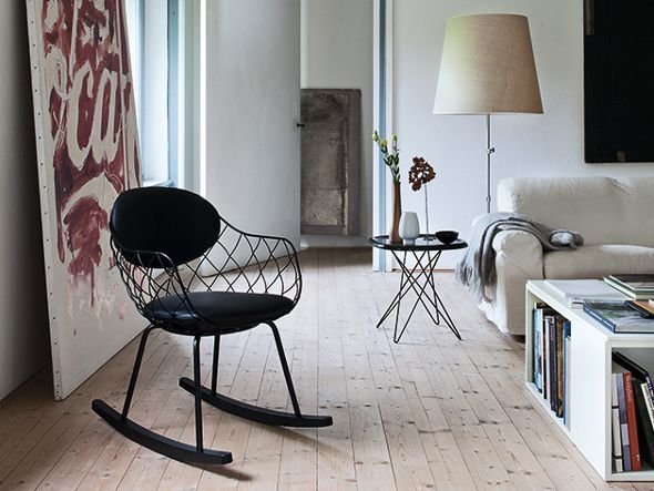 【マジス/MAGIS / GOODS】のPINA Rocking chair / ピーニャ ロッキングチェア ブラックレザー × 塗装脚 人気、トレンドファッション・服の通販 founy(ファニー) 　送料無料　Free Shipping　ウッド　Wood　フレーム　Flame　ワイヤー　Wire　ホーム・キャンプ・アウトドア・お取り寄せ　Home,Garden,Outdoor,Camping Gear　家具・インテリア　Furniture　チェア・椅子　Chair　ロッキングチェア　Rocking Chair　other-2|ID: prp329100000008551 ipo3291000000031545737