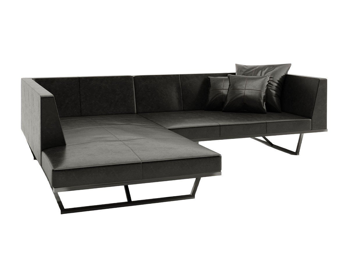 【杉山製作所/Sugiyama Seisakusho / GOODS】のKUROTETSU FLAT SOFA ONE ARM + COUCH / クロテツ フラットソファ ワンアーム + カウチ インテリア・キッズ・メンズ・レディースファッション・服の通販 founy(ファニー) 　クッション　Cushion, Throw Pillow　クール　Cool, Chic　シンプル　Simple, Minimal　スクエア　Square, Square Shape　フラット　Flat, Flat Shoes　フレーム　Frame, Outline　ホーム・キャンプ・アウトドア・お取り寄せ　Home Living / Home & Lifestyle / Camping Gear / Outdoor Camping　家具・インテリア　Home Furniture & Interior. Stylish & Functional Living Spaces　ソファー　Couches & Sofas　カウチソファ・シェーズロング　Chaise Lounge Sofas　張地:サンテリア ブラック 301、タイプ:カウチ R|ID: prp329100000009270 ipo3291000000036856686