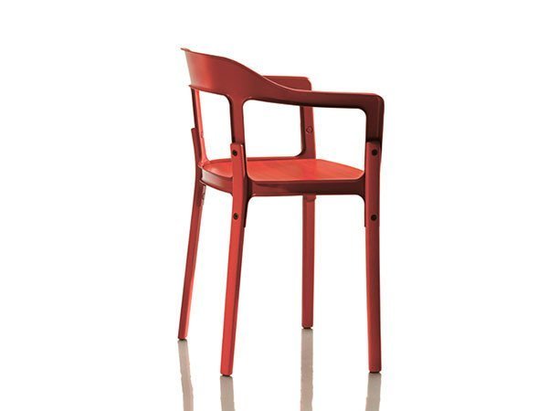 【マジス/MAGIS / GOODS】のSTEELWOOD CHAIR / スティールウッド チェア(塗装脚) インテリア・キッズ・メンズ・レディースファッション・服の通販 founy(ファニー) 　ウッド　Wood　送料無料　Free Shipping　ホーム・キャンプ・アウトドア・お取り寄せ　Home,Garden,Outdoor,Camping Gear　家具・インテリア　Furniture　チェア・椅子　Chair　ダイニングチェア　Dining Chair　レッド|ID: prp329100000009271 ipo3291000000030256308