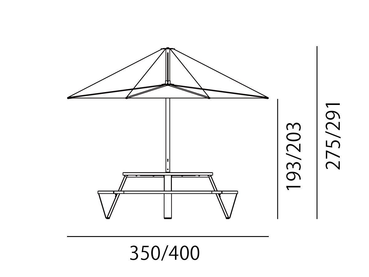 【エクストレミス/extremis / GOODS】のPantagruel picnic + Inumbra / パンタグリュエル ピクニック + インアンブラ インテリア・キッズ・メンズ・レディースファッション・服の通販 founy(ファニー) 　アウトドア　Outdoor　ウッド　Wood　コーティング　Coating　傘　Umbrella　テーブル　Table　パウダー　Powder　ファブリック　Fabric　フレーム　Flame　ホーム・キャンプ・アウトドア・お取り寄せ　Home,Garden,Outdoor,Camping Gear　家具・インテリア　Furniture　テーブル　Table　カフェテーブル　Cafe Table　「パンタグリュエル ピクニック + インアンブラ」寸法図|ID: prp329100000009552 ipo3291000000025312687