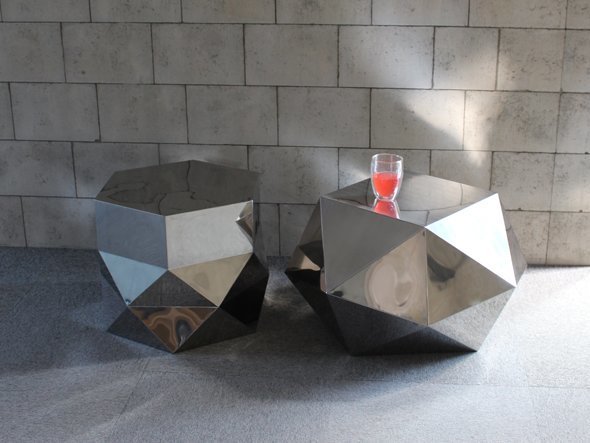 【三代目板金屋/Bankinya / GOODS】のhexagon stool / coffee table / ヘキサゴン スツール / コーヒーテーブル インテリア・キッズ・メンズ・レディースファッション・服の通販 founy(ファニー) 　送料無料　Free Shipping　おすすめ　Recommend　テーブル　Table　フォルム　Form　ホーム・キャンプ・アウトドア・お取り寄せ　Home,Garden,Outdoor,Camping Gear　家具・インテリア　Furniture　チェア・椅子　Chair　スツール　Stool　ホーム・キャンプ・アウトドア・お取り寄せ　Home,Garden,Outdoor,Camping Gear　家具・インテリア　Furniture　テーブル　Table　サイドテーブル・小テーブル　Side Table/Small Table　左:本商品、右:octagon stool / coffee table (共に鏡面仕上げ)|ID: prp329100000010238 ipo3291000000007926986