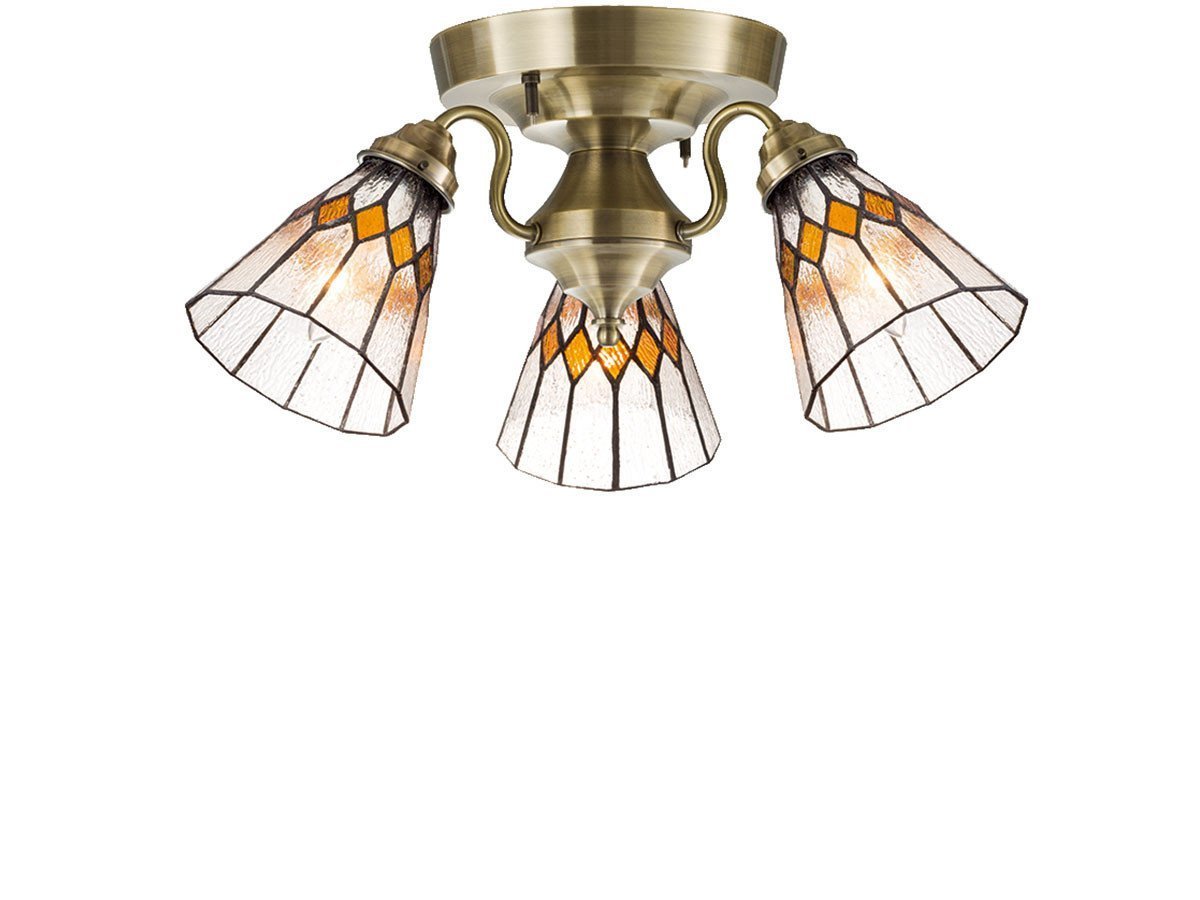 【フライミー ファクトリー/FLYMEe Factory / GOODS】のCUSTOM SERIES 3 Ceiling Lamp × Stained Glass Break / カスタムシリーズ 3灯シーリングランプ × ステンドグラス(ブレイク) インテリア・キッズ・メンズ・レディースファッション・服の通販 founy(ファニー) 　送料無料　Free Shipping　アンティーク　Antique　イエロー　Yellow　オレンジ　Orange　ハンド　Hand　ホーム・キャンプ・アウトドア・お取り寄せ　Home,Garden,Outdoor,Camping Gear　家具・インテリア　Home Furniture & Interior. Stylish & Functional Living Spaces　ライト・照明　Lighting & Light Fixtures　シーリングライト　Ceiling Light　器具本体:ゴールド|ID: prp329100000010640 ipo3291000000030243416
