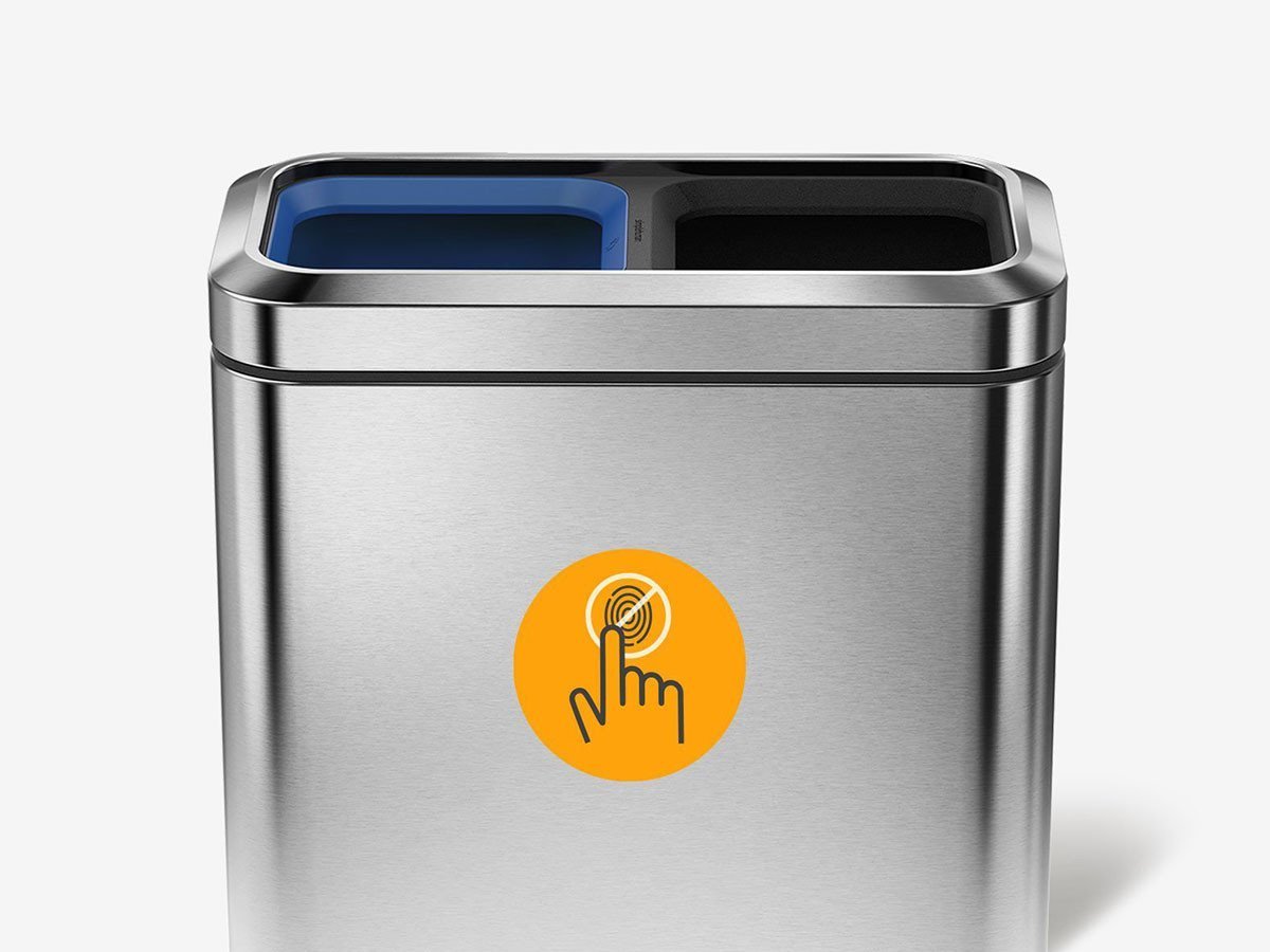 【シンプルヒューマン/SIMPLEHUMAN / GOODS】のDUAL COMPARTMENT OPEN CAN / デュアル コンパーネント オープンカン スリム オープントップ ダストボックス 分別タイプ 20L インテリア・キッズ・メンズ・レディースファッション・服の通販 founy(ファニー) 　送料無料　Free Shipping　インナー　Innerwear　スリム　Slim, Slim Fit　プリント　Print, Printed Pattern　ボックス　Boxy, Box Shape　ホーム・キャンプ・アウトドア・お取り寄せ　Home Living / Home & Lifestyle / Camping Gear / Outdoor Camping　家具・インテリア　Home Furniture & Interior. Stylish & Functional Living Spaces　その他 インテリア雑貨、家具　Home Decor & Furniture Extras　表面には指紋や汚れが付きにくい「フィンガープリント・プルーフ加工」が施されています。|ID: prp329100001305887 ipo3291000000030197526