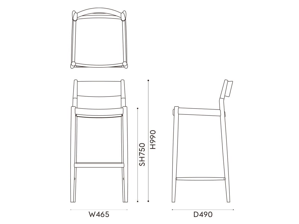【カリモクケース/KARIMOKU CASE / GOODS】のN-BS01 / N-BS01(板座) インテリア・キッズ・メンズ・レディースファッション・服の通販 founy(ファニー) 　コレクション　Collection, Seasonal Line　スリム　Slim, Slim Fit　テーブル　Table, Dining Table　送料無料　Free Shipping　ホーム・キャンプ・アウトドア・お取り寄せ　Home Living / Home & Lifestyle / Camping Gear / Outdoor Camping　家具・インテリア　Home Furniture & Interior. Stylish & Functional Living Spaces　チェア・椅子　Seating & Chairs　カウンターチェア・ハイチェア　Bar Stools / High Stools　「ハイ」寸法図|ID: prp329100001597718 ipo3291000000034485371