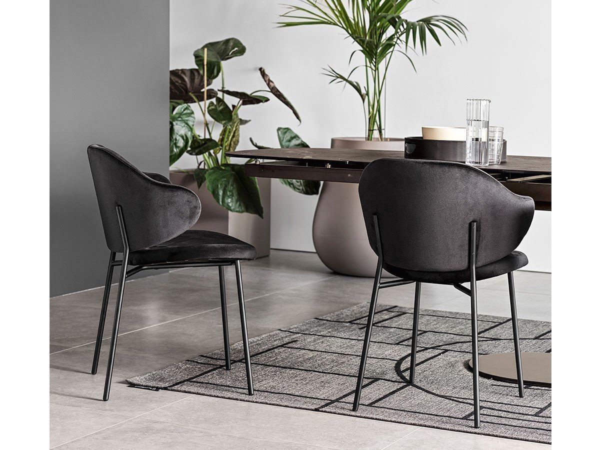 【カリガリス/Calligaris / GOODS】のHOLLY / ホリー メタル脚 CS/2037 インテリア・キッズ・メンズ・レディースファッション・服の通販 founy(ファニー) 　送料無料　Free Shipping　トレンド　Trend, Trending Now　フレーム　Frame, Outline　ベルベット　Velvet, Velvety　メタル　Metal, Metal Parts　モダン　Modern, Contemporary　ホーム・キャンプ・アウトドア・お取り寄せ　Home Living / Home & Lifestyle / Camping Gear / Outdoor Camping　家具・インテリア　Home Furniture & Interior. Stylish & Functional Living Spaces　チェア・椅子　Seating & Chairs　ダイニングチェア・木製チェア　Dining Chairs　シートS0Y ブラック、脚部P15 マットブラック|ID: prp329100001777198 ipo3291000000036538835