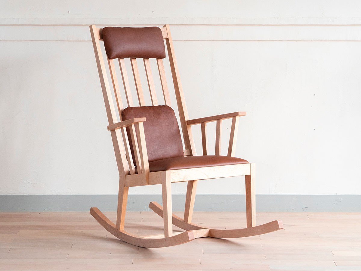 【北の住まい設計社/KITANOSUMAISEKKEISHA / GOODS】のM-chair Rocking / エムチェア ロッキング インテリア・キッズ・メンズ・レディースファッション・服の通販 founy(ファニー) 　クッション　Cushion, Throw Pillow　ファブリック　Fabric, Textile　フェザー　Feather, Feather Detail　フェルト　Felt, Felt Fabric　フレーム　Frame, Outline　リネン　Linen, Linen Fabric　ホーム・キャンプ・アウトドア・お取り寄せ　Home Living / Home & Lifestyle / Camping Gear / Outdoor Camping　家具・インテリア　Home Furniture & Interior. Stylish & Functional Living Spaces　チェア・椅子　Seating & Chairs　ロッキングチェア・ゆりかご椅子　Rocking Chairs & Gliders　張地:ブラウン(革ランク)、フレーム:イタヤカエデ|ID: prp329100002286814 ipo3291000000032087376