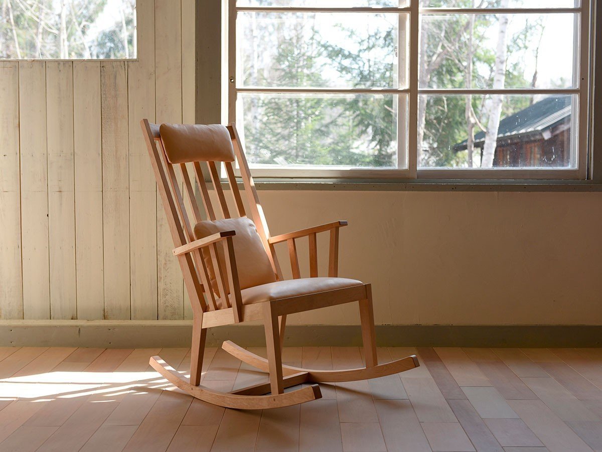 【北の住まい設計社/KITANOSUMAISEKKEISHA / GOODS】のM-chair Rocking / エムチェア ロッキング インテリア・キッズ・メンズ・レディースファッション・服の通販 founy(ファニー) 　クッション　Cushion, Throw Pillow　ファブリック　Fabric, Textile　フェザー　Feather, Feather Detail　フェルト　Felt, Felt Fabric　フレーム　Frame, Outline　リネン　Linen, Linen Fabric　ホーム・キャンプ・アウトドア・お取り寄せ　Home Living / Home & Lifestyle / Camping Gear / Outdoor Camping　家具・インテリア　Home Furniture & Interior. Stylish & Functional Living Spaces　チェア・椅子　Seating & Chairs　ロッキングチェア・ゆりかご椅子　Rocking Chairs & Gliders　張地:ナチュラル(革ランク)、フレーム:イタヤカエデ|ID: prp329100002286814 ipo3291000000032087381