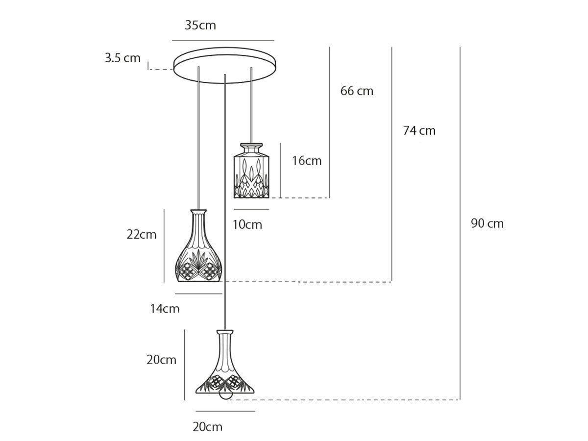 【リーブルーム/LEE BROOM / GOODS】のDECANTER CHANDELIER 3 PIECE / デキャンタ シャンデリア 3灯 インテリア・キッズ・メンズ・レディースファッション・服の通販 founy(ファニー) 　ヴィンテージ　Vintage　カッティング　Cutting　ガラス　Glass　クリスタル　Crystal　グラス　Glass　コレクション　Collection　スクエア　Square　チューリップ　Tulip　ハンド　Hand　モダン　Modern　送料無料　Free Shipping　ホーム・キャンプ・アウトドア・お取り寄せ　Home,Garden,Outdoor,Camping Gear　家具・インテリア　Furniture　ライト・照明　Lighting & Light Fixtures　シャンデリア　Chandelier　参考設置図|ID: prp329100002326678 ipo3291000000025329667