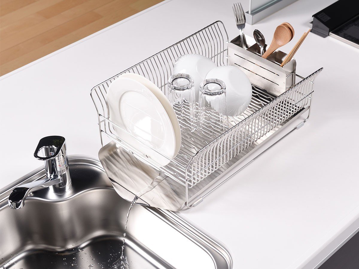 【フライミーアクセソワ/FLYMEe accessoire / GOODS】のDish Drainer / 水切りラック 横置きタイプ 箸立て付 #110690 人気、トレンドファッション・服の通販 founy(ファニー) 　送料無料　Free Shipping　フレーム　Frame, Outline　ワイヤー　Wire, Wired Bra　ホーム・キャンプ・アウトドア・お取り寄せ　Home Living / Home & Lifestyle / Camping Gear / Outdoor Camping　キッチン・ダイニング　Kitchen & Dining Essentials. Stylish & Functional Tableware　キッチン収納　Kitchen Storage　other-3|ID: prp329100002411521 ipo3291000000031503496