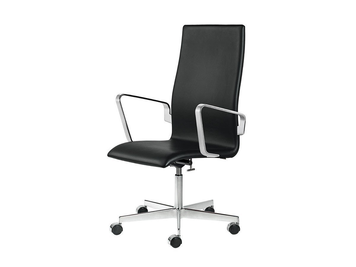 【フリッツ ハンセン/FRITZ HANSEN / GOODS】のOXFORD / オックスフォード アームチェア 5スターベース キャスター付 ミディアムハイバック シート高さ調整機能・チルト機能付 3293W インテリア・キッズ・メンズ・レディースファッション・服の通販 founy(ファニー) 　エレガント 上品　Elegant　ファブリック　Fabric　フォーム　Form　送料無料　Free Shipping　おすすめ　Recommend　ホーム・キャンプ・アウトドア・お取り寄せ　Home,Garden,Outdoor,Camping Gear　家具・インテリア　Furniture　チェア・椅子　Chair　アームチェア　Armchair　ホーム・キャンプ・アウトドア・お取り寄せ　Home,Garden,Outdoor,Camping Gear　家具・インテリア　Furniture　チェア・椅子　Chair　オフィスチェア・デスクチェア　Office Chair/Desk Chair　張地:ソフトレザー ブラック(カテゴリー4)、フレーム:サテン仕上|ID: prp329100002443473 ipo3291000000030197373