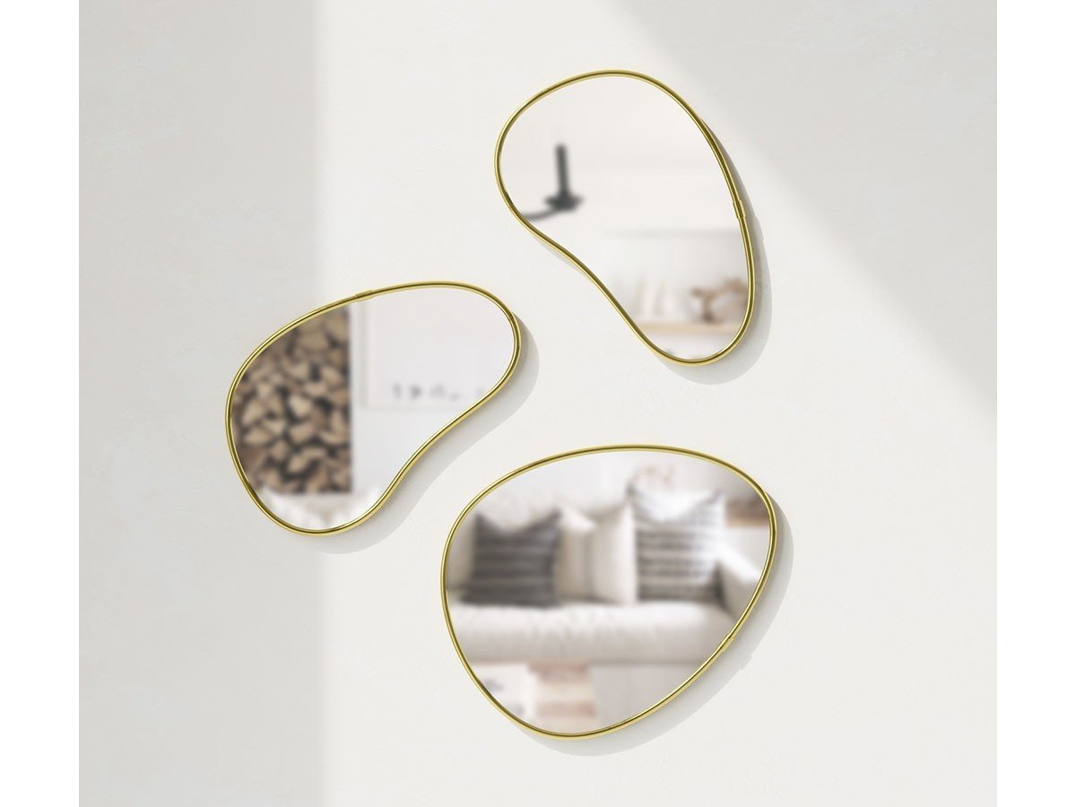 【アンブラ/ANNEBRA】のHubba Pebble Mirror Set of 3 / フーバ ぺブル ミラー 3セット インテリア・キッズ・メンズ・レディースファッション・服の通販 founy(ファニー) 　オーガニック　Organic　シェイプ　Shape　ホーム・キャンプ・アウトドア・お取り寄せ　Home,Garden,Outdoor,Camping Gear　家具・インテリア　Furniture　ミラー・ドレッサー　Mirror　ミラー・鏡　Mirror　ホーム・キャンプ・アウトドア・お取り寄せ　Home,Garden,Outdoor,Camping Gear　家具・インテリア　Furniture　ミラー・ドレッサー　Mirror　ドレッサー　Dresser　ブラス 付属のシールで壁面へ固定するため、好きな向きに設置できます。|ID: prp329100002728663 ipo3291000000020609135