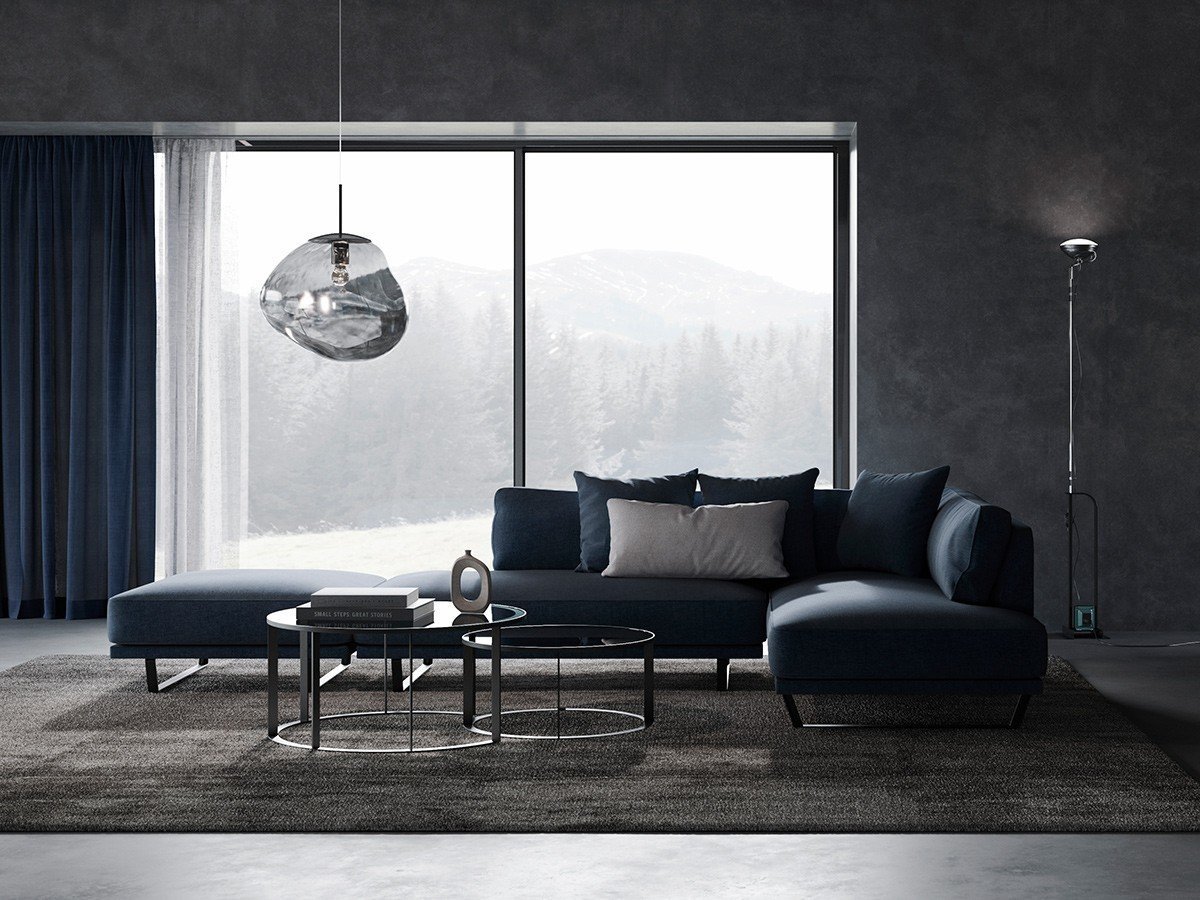 【マスターウォール/MASTERWAL / GOODS】のCLOUD SOFA / クラウド ソファ ペニンシュラ インテリア・キッズ・メンズ・レディースファッション・服の通販 founy(ファニー) 　クッション　Cushion　スリム　Slim　パイピング　Piping　フラット　Flat　モダン　Modern　ホーム・キャンプ・アウトドア・お取り寄せ　Home,Garden,Outdoor,Camping Gear　家具・インテリア　Furniture　ソファー　Sofa　張地:フロールス ネイビー(ファブリック 3)、背面位置:向かって右、サイズ:幅155cm<&|ID: prp329100002786565 ipo3291000000030180099