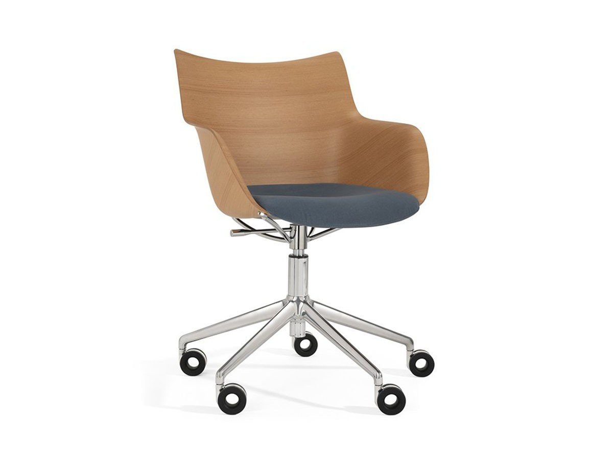 【カルテル/Kartell / GOODS】のSmart Wood collection Q/WOOD / スマートウッドコレクション Qウッド ソフト ロール インテリア・キッズ・メンズ・レディースファッション・服の通販 founy(ファニー) 　ウッド　Wood　ファブリック　Fabric　フィット　Fit　フランス　France　ワーク　Work　送料無料　Free Shipping　ホーム・キャンプ・アウトドア・お取り寄せ　Home,Garden,Outdoor,Camping Gear　家具・インテリア　Furniture　チェア・椅子　Chair　オフィスチェア・デスクチェア　Office Chair/Desk Chair　シート / 脚部ライトウッド / クローム、座面パウダーブルー|ID: prp329100002830152 ipo3291000000030242633