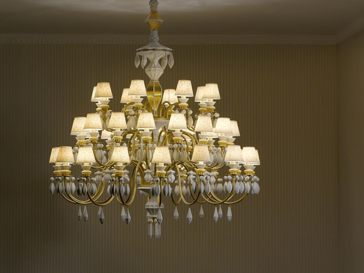 【リヤドロ/LLADRO / GOODS】のBelle de Nuit Chandelier 24 / ベル・ドゥ・ニュイ シャンデリア 24灯 インテリア・キッズ・メンズ・レディースファッション・服の通販 founy(ファニー) 　エレガント 上品　Elegant　コレクション　Collection, Seasonal Line　透かし　Cut-Out, Lacework　フォルム　Silhouette, Form　レース　Lace, Lace Fabric　送料無料　Free Shipping　ホーム・キャンプ・アウトドア・お取り寄せ　Home Living / Home & Lifestyle / Camping Gear / Outdoor Camping　家具・インテリア　Home Furniture & Interior. Stylish & Functional Living Spaces　ライト・照明　Lamps & Lighting Fixtures　シャンデリア・クリスタル照明　Chandelier / Crystal Ceiling Light　カラー「ゴールド」参考イメージ|ID: prp329100003012066 ipo3291000000033331390