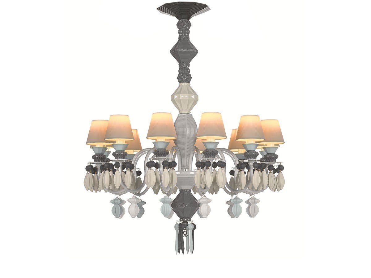 【リヤドロ/LLADRO / GOODS】のBelle de Nuit Chandelier 12 / ベル・ドゥ・ニュイ シャンデリア 12灯 インテリア・キッズ・メンズ・レディースファッション・服の通販 founy(ファニー) 　エレガント 上品　Elegant　コレクション　Collection, Seasonal Line　シルバー　Silver, Metallic Silver　透かし　Cut-Out, Lacework　フォルム　Silhouette, Form　レース　Lace, Lace Fabric　送料無料　Free Shipping　ホーム・キャンプ・アウトドア・お取り寄せ　Home Living / Home & Lifestyle / Camping Gear / Outdoor Camping　家具・インテリア　Home Furniture & Interior. Stylish & Functional Living Spaces　ライト・照明　Lamps & Lighting Fixtures　シャンデリア・クリスタル照明　Chandelier / Crystal Ceiling Light　ブラック|ID: prp329100003012067 ipo3291000000033331356