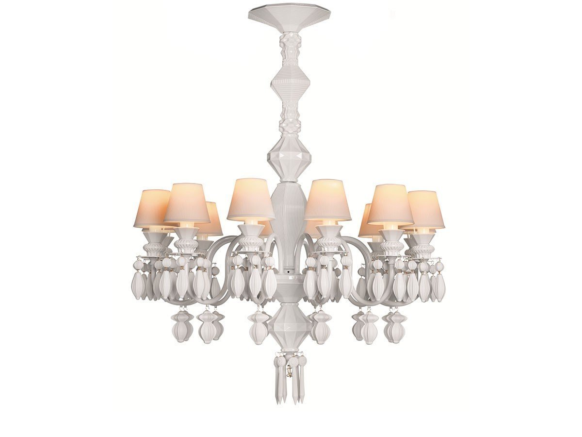 【リヤドロ/LLADRO / GOODS】のBelle de Nuit Chandelier 12 / ベル・ドゥ・ニュイ シャンデリア 12灯 インテリア・キッズ・メンズ・レディースファッション・服の通販 founy(ファニー) 　エレガント 上品　Elegant　コレクション　Collection, Seasonal Line　シルバー　Silver, Metallic Silver　透かし　Cut-Out, Lacework　フォルム　Silhouette, Form　レース　Lace, Lace Fabric　送料無料　Free Shipping　ホーム・キャンプ・アウトドア・お取り寄せ　Home Living / Home & Lifestyle / Camping Gear / Outdoor Camping　家具・インテリア　Home Furniture & Interior. Stylish & Functional Living Spaces　ライト・照明　Lamps & Lighting Fixtures　シャンデリア・クリスタル照明　Chandelier / Crystal Ceiling Light　ホワイト|ID: prp329100003012067 ipo3291000000036472298