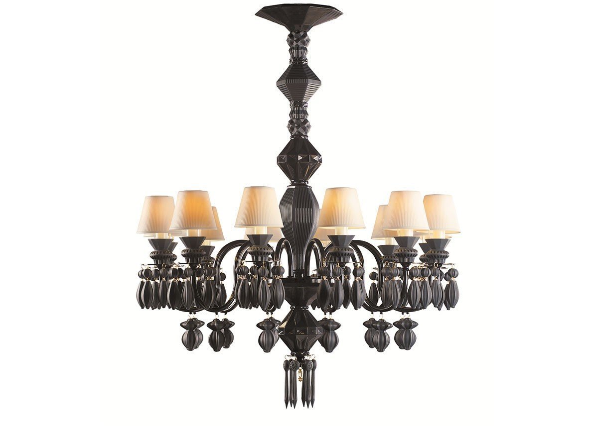 【リヤドロ/LLADRO / GOODS】のBelle de Nuit Chandelier 12 / ベル・ドゥ・ニュイ シャンデリア 12灯 インテリア・キッズ・メンズ・レディースファッション・服の通販 founy(ファニー) 　エレガント 上品　Elegant　コレクション　Collection, Seasonal Line　シルバー　Silver, Metallic Silver　透かし　Cut-Out, Lacework　フォルム　Silhouette, Form　レース　Lace, Lace Fabric　送料無料　Free Shipping　ホーム・キャンプ・アウトドア・お取り寄せ　Home Living / Home & Lifestyle / Camping Gear / Outdoor Camping　家具・インテリア　Home Furniture & Interior. Stylish & Functional Living Spaces　ライト・照明　Lamps & Lighting Fixtures　シャンデリア・クリスタル照明　Chandelier / Crystal Ceiling Light　アブソルートブラック|ID: prp329100003012067 ipo3291000000036472302