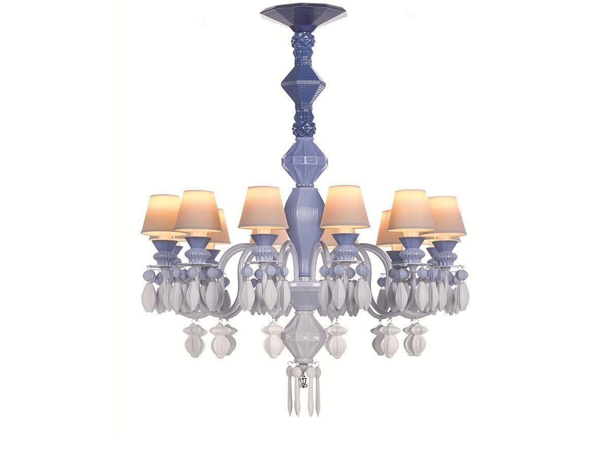 【リヤドロ/LLADRO / GOODS】のBelle de Nuit Chandelier 12 / ベル・ドゥ・ニュイ シャンデリア 12灯 インテリア・キッズ・メンズ・レディースファッション・服の通販 founy(ファニー) 　エレガント 上品　Elegant　コレクション　Collection, Seasonal Line　シルバー　Silver, Metallic Silver　透かし　Cut-Out, Lacework　フォルム　Silhouette, Form　レース　Lace, Lace Fabric　送料無料　Free Shipping　ホーム・キャンプ・アウトドア・お取り寄せ　Home Living / Home & Lifestyle / Camping Gear / Outdoor Camping　家具・インテリア　Home Furniture & Interior. Stylish & Functional Living Spaces　ライト・照明　Lamps & Lighting Fixtures　シャンデリア・クリスタル照明　Chandelier / Crystal Ceiling Light　ブルー|ID: prp329100003012067 ipo3291000000036472304